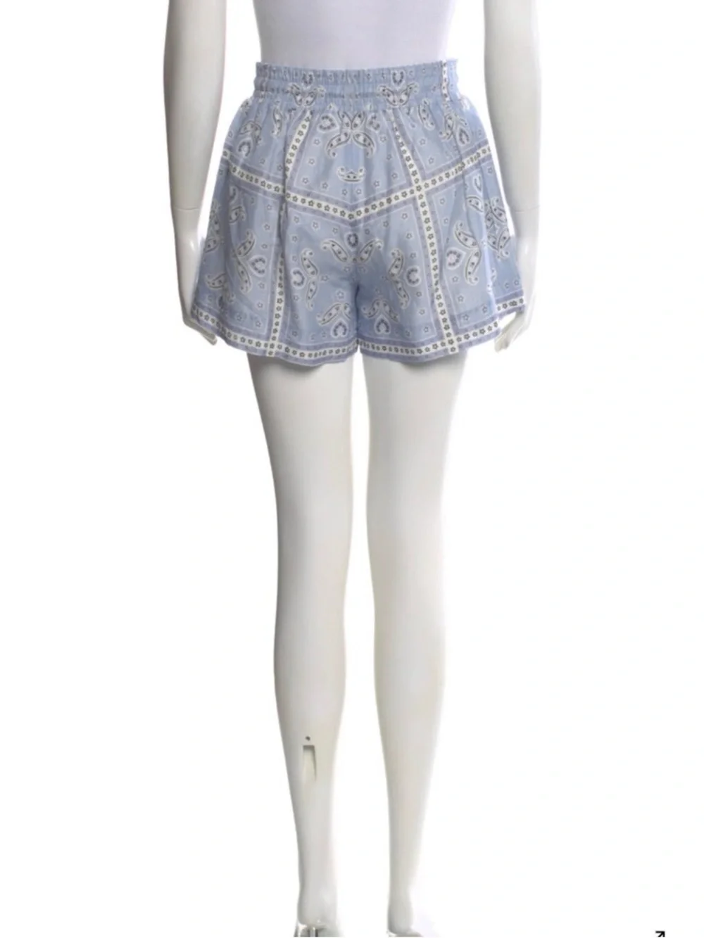Sandro Light Blue Bandana Print High-Waisted Shorts - Picture 4 of 5